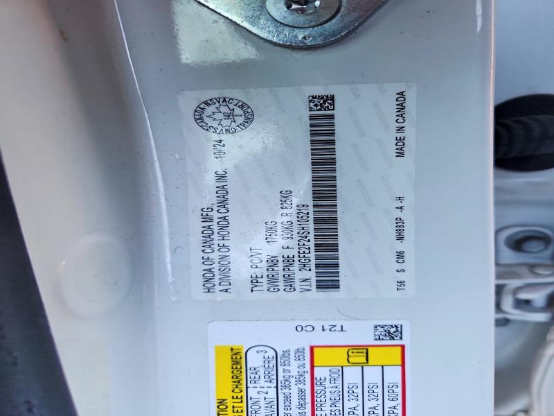 Aukcja sprzedaży 2025 Honda Civic, vin: 2HGFE2F24SH105219, numer aukcji: 66064456
