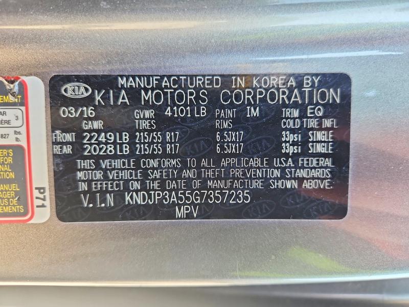 Auction sale of the 2016 Kia Soul, vin: KNDJP3A55G7357235, lot number: 67264986