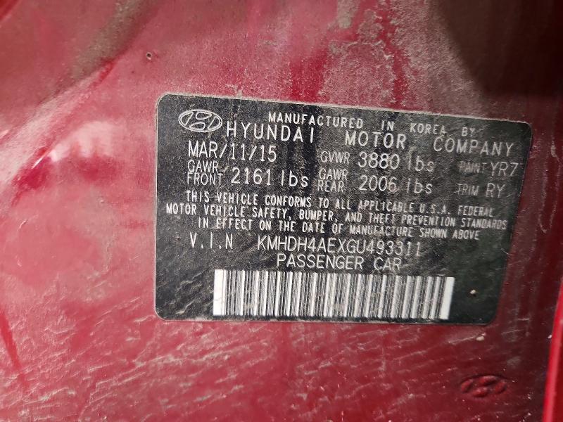 Продажа на аукционе авто 2016 Hyundai Elantra, vin: KMHDH4AEXGU493311, номер лота: 70082226