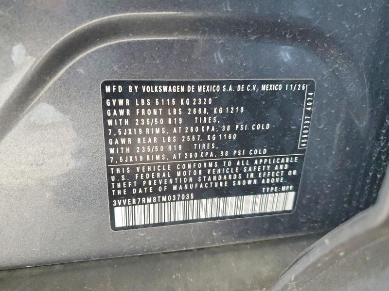 Aukcja sprzedaży 2026 Volkswagen Tiguan, vin: 3VVER7RM8TM037035, numer aukcji: 69891896