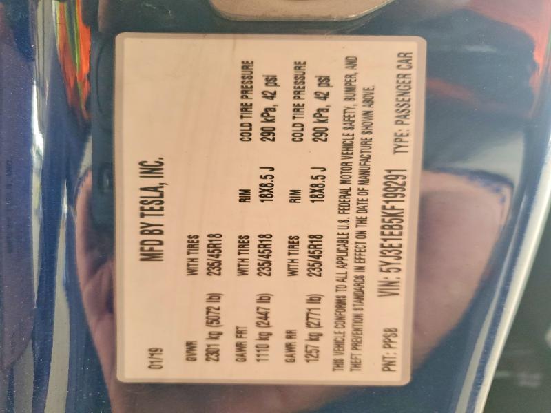 Продаж на аукціоні авто 2019 Tesla Model 3, vin: 5YJ3E1EB5KF199291, номер лоту: 69440416
