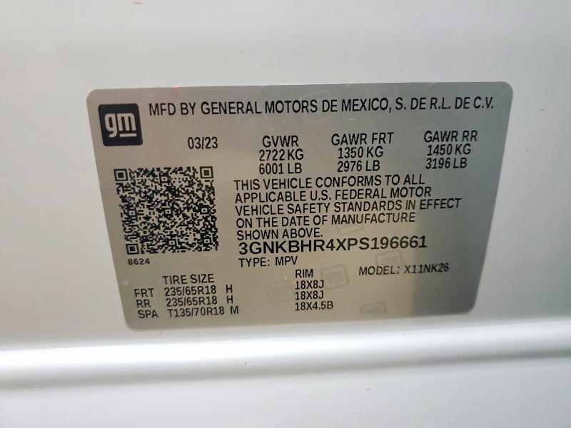 68967816 :رقم المزاد ، 3GNKBHR4XPS196661 vin ، 2023 Chevrolet Blazer مزاد بيع