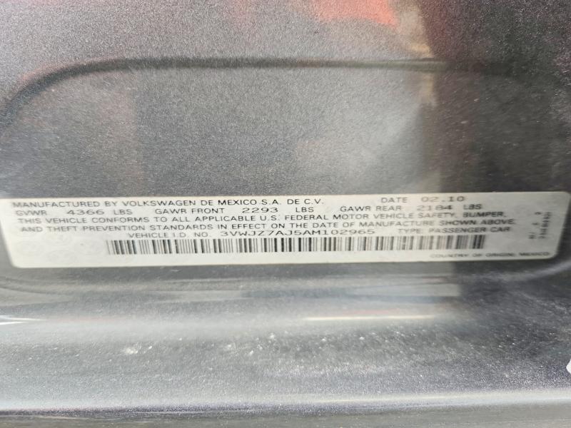 Продаж на аукціоні авто 2010 Volkswagen Jetta, vin: 3VWJZ7AJ5AM102965, номер лоту: 68689996
