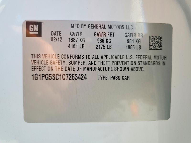 Aukcja sprzedaży 2012 Chevrolet Cruze, vin: 1G1PG5SC1C7263424, numer aukcji: 67345396