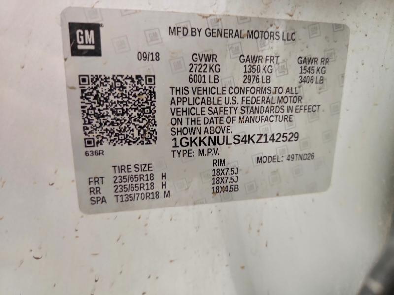 Aukcja sprzedaży 2019 Gmc Acadia, vin: 1GKKNULS4KZ142529, numer aukcji: 69180216
