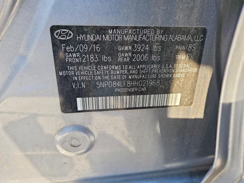 Продажа на аукционе авто 2017 Hyundai Elantra, vin: 5NPD84LF8HH021968, номер лота: 69816196