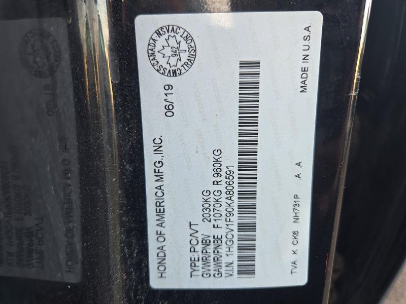 Продажа на аукционе авто 2019 Honda Accord, vin: 1HGCV1F90KA806591, номер лота: 68889866