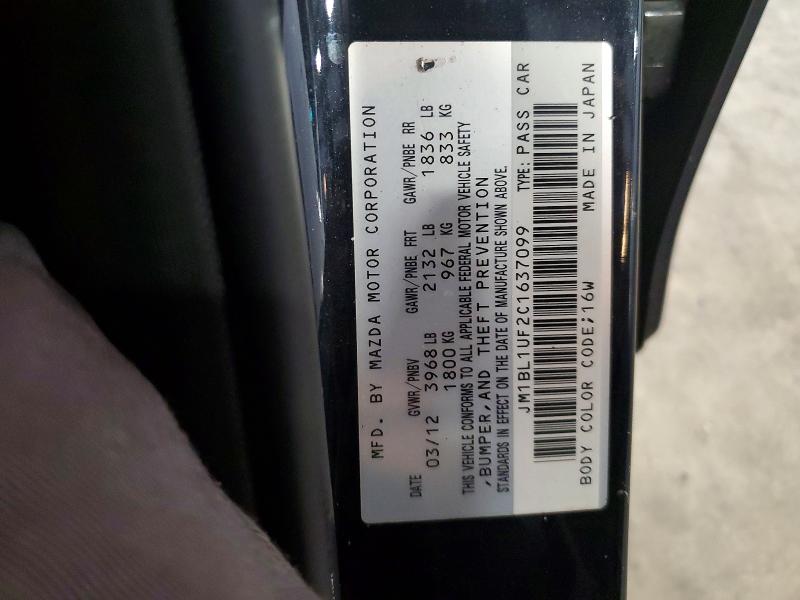 Aukcja sprzedaży 2012 Mazda 3, vin: JM1BL1UF2C1637099, numer aukcji: 68273026