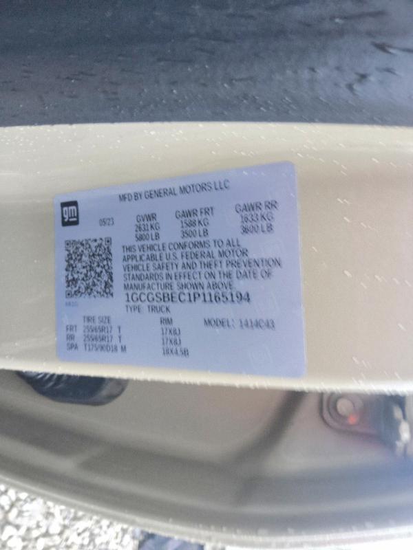 2023 Chevrolet Colorado მანქანა იყიდება აუქციონზე, vin: 1GCGSBEC1P1165194, აუქციონის ნომერი: 66984606