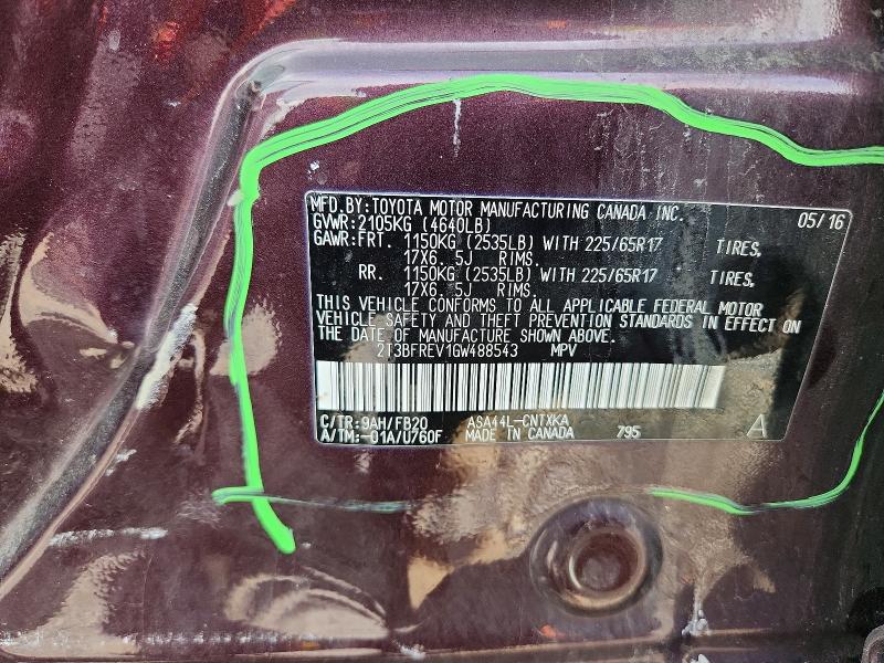 2016 Toyota Rav4 მანქანა იყიდება აუქციონზე, vin: 2T3BFREV1GW488543, აუქციონის ნომერი: 69488256