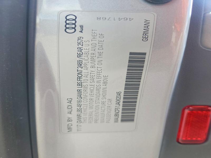 68342166 :رقم المزاد ، WAUBNCF51JA062045 vin ، 2018 Audi A5 مزاد بيع