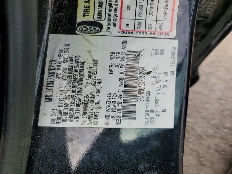 Продажа на аукционе авто 2012 Ford Fusion, vin: 3FAHP0JA3CR363554, номер лота: 67724536