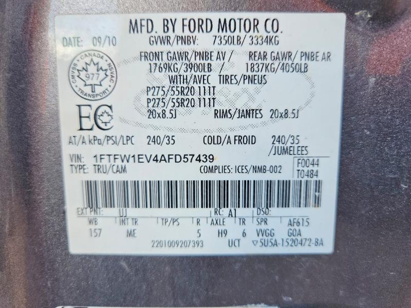 Aukcja sprzedaży 2010 Ford F150, vin: 1FTFW1EV4AFD57439, numer aukcji: 69530036