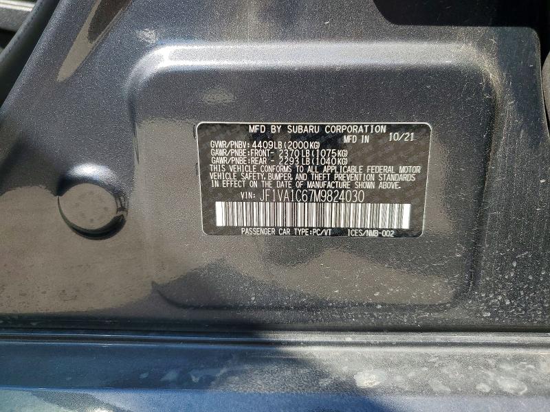 Aukcja sprzedaży 2021 Subaru Wrx, vin: JF1VA1C67M9824030, numer aukcji: 67452176
