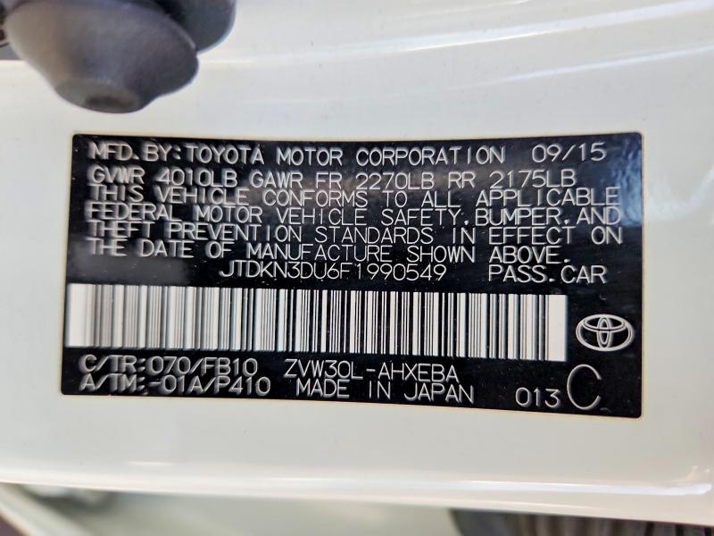 Aukcja sprzedaży 2015 Toyota Prius, vin: JTDKN3DU6F1990549, numer aukcji: 68216136