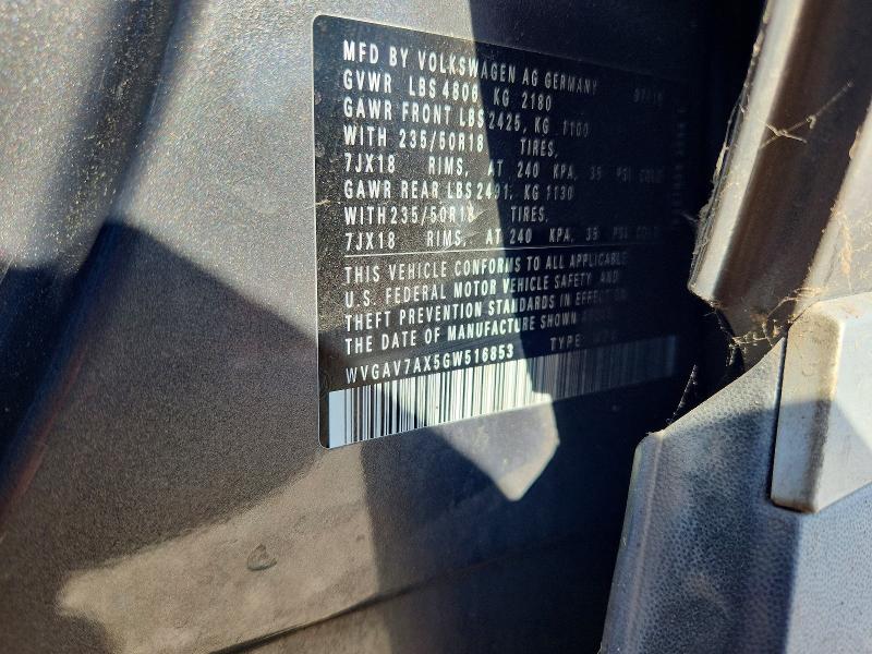 Aukcja sprzedaży 2016 Volkswagen Tiguan, vin: WVGAV7AX5GW516853, numer aukcji: 66973026