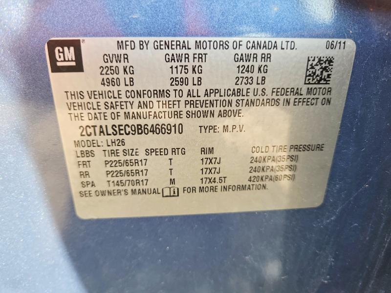 Aukcja sprzedaży 2011 Gmc Terrain, vin: 2CTALSEC9B6466910, numer aukcji: 67020286