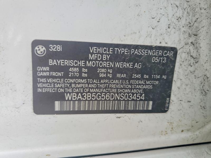 2013 Bmw 328 მანქანა იყიდება აუქციონზე, vin: WBA3B5G56DNS03454, აუქციონის ნომერი: 68976086