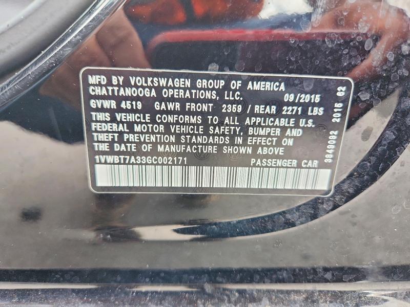 Продаж на аукціоні авто 2016 Volkswagen Passat, vin: 1VWBT7A33GC002171, номер лоту: 70292806