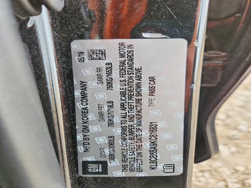 68082756 :رقم المزاد ، KL8CB6SA9KC816831 vin ، 2019 Chevrolet Spark مزاد بيع