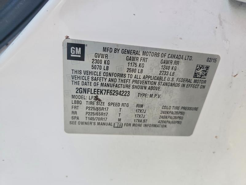 Aukcja sprzedaży 2015 Chevrolet Equinox, vin: 2GNFLEEK7F6294223, numer aukcji: 68248836