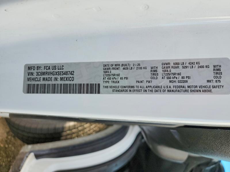 69336166 :رقم المزاد ، 3C6MRVHGXSE548742 vin ، 2025 Ram Promaster 3500 مزاد بيع