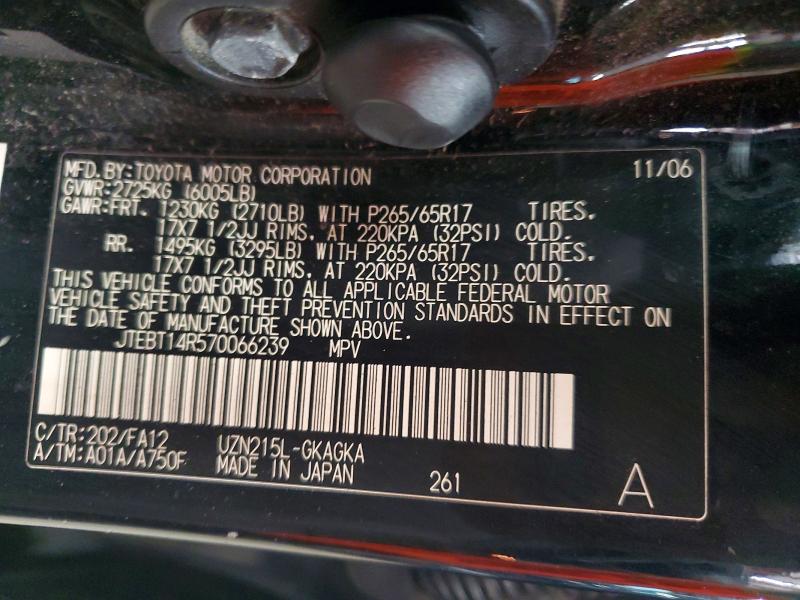 Aukcja sprzedaży 2007 Toyota 4runner, vin: JTEBT14R570066239, numer aukcji: 68008566
