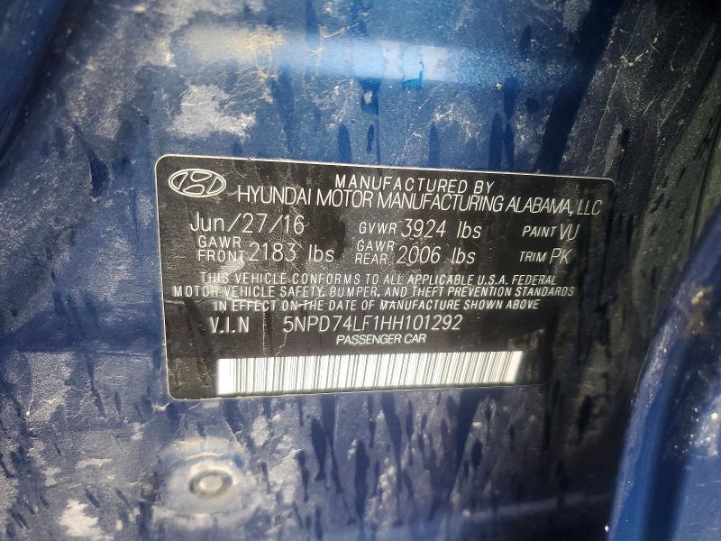 Aukcja sprzedaży 2017 Hyundai Elantra, vin: 5NPD74LF1HH101292, numer aukcji: 69868486