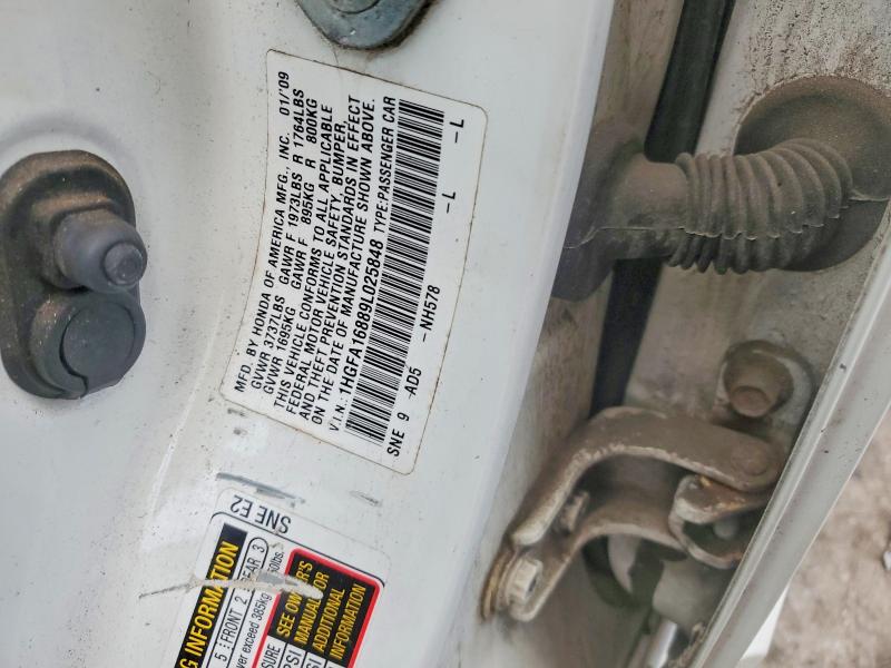 70525616 :رقم المزاد ، 1HGFA16889L025848 vin ، 2009 Honda Civic مزاد بيع