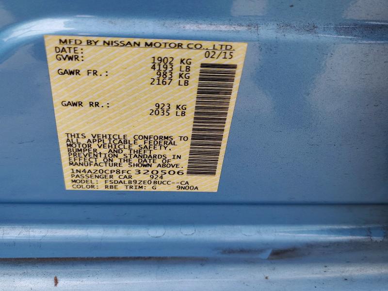 2015 Nissan Leaf მანქანა იყიდება აუქციონზე, vin: 1N4AZ0CP8FC320506, აუქციონის ნომერი: 69983256