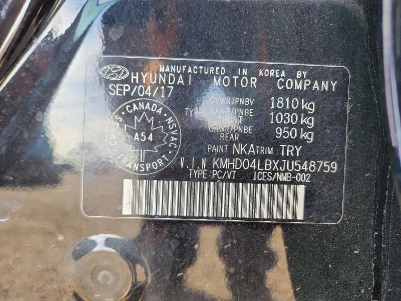 Aukcja sprzedaży 2018 Hyundai Elantra, vin: KMHD04LBXJU548759, numer aukcji: 67353456