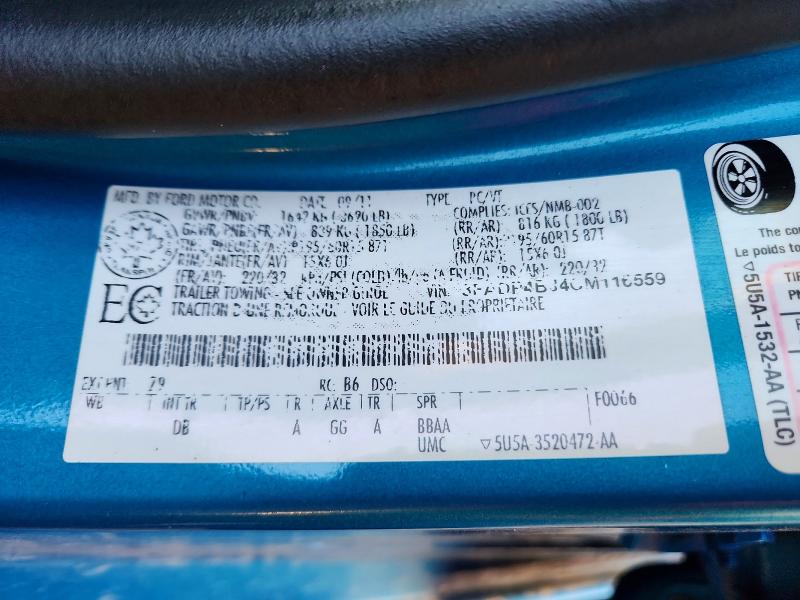 2012 Ford Fiesta მანქანა იყიდება აუქციონზე, vin: 3FADP4BJ4CM116559, აუქციონის ნომერი: 68897736