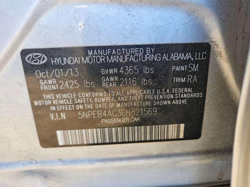 67367426 :رقم المزاد ، 5NPEB4AC3EH821569 vin ، 2014 Hyundai Sonata مزاد بيع