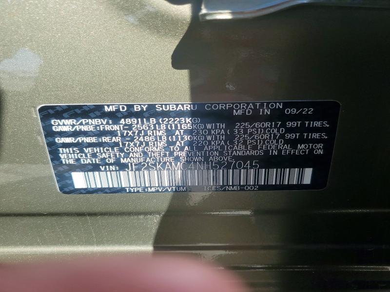 Aukcja sprzedaży 2022 Subaru Forester, vin: JF2SKAMC4NH527045, numer aukcji: 68429076