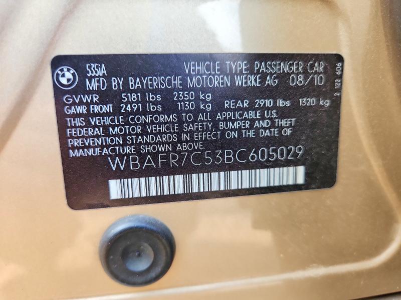 Продаж на аукціоні авто 2011 Bmw 535, vin: WBAFR7C53BC605029, номер лоту: 66896846