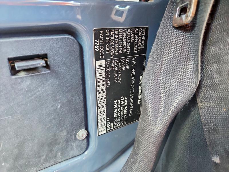 70811436 :رقم المزاد ، WD4PF0CD5KP057645 vin ، 2019 Mercedes-benz Sprinter مزاد بيع