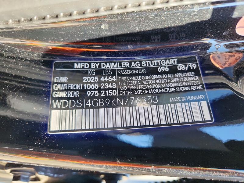 2019 Mercedes-benz Cla მანქანა იყიდება აუქციონზე, vin: WDDSJ4GB9KN776353, აუქციონის ნომერი: 66802286