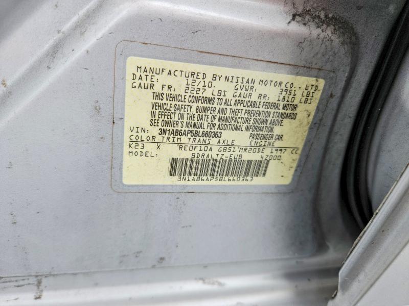 Продажа на аукционе авто 2011 Nissan Sentra, vin: 3N1AB6AP5BL660363, номер лота: 69431376