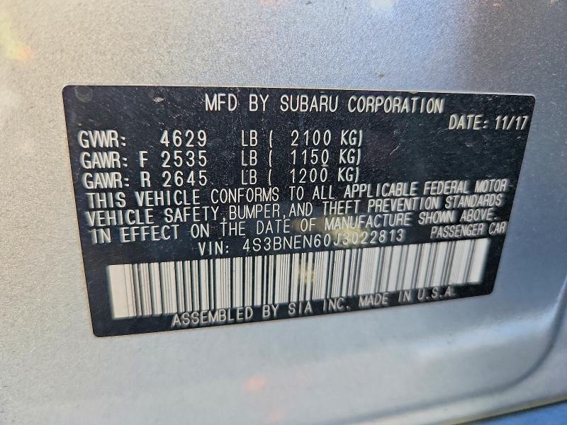 Aukcja sprzedaży 2018 Subaru Legacy, vin: 4S3BNEN60J3022813, numer aukcji: 70288656