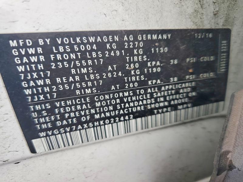 Продаж на аукціоні авто 2017 Volkswagen Tiguan, vin: WVGSV7AX5HK022442, номер лоту: 67345536