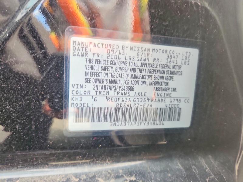 70266156 :رقم المزاد ، 3N1AB7AP3FY348606 vin ، 2015 Nissan Sentra مزاد بيع