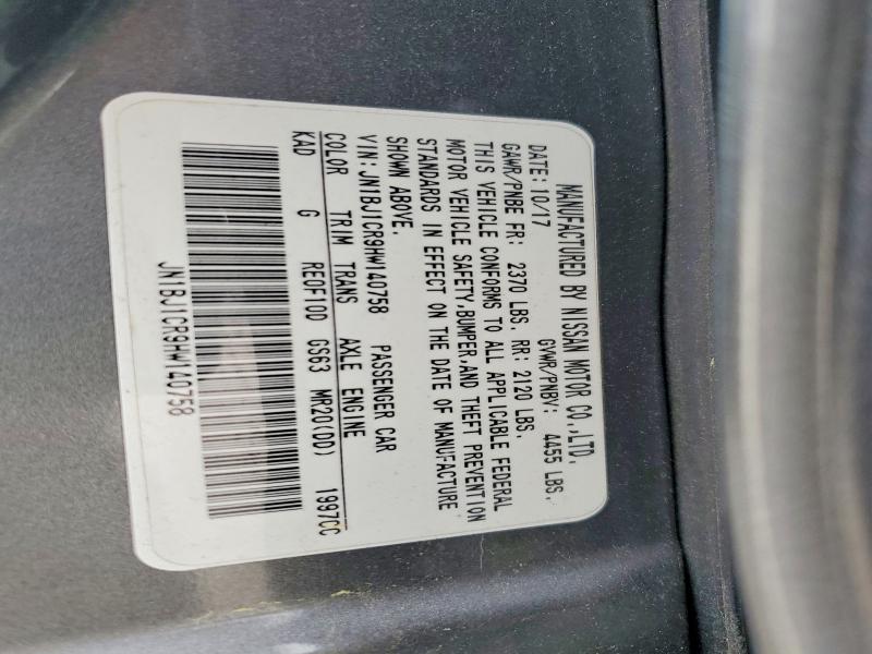 2017 Nissan Rogue Sport მანქანა იყიდება აუქციონზე, vin: JN1BJ1CR9HW140758, აუქციონის ნომერი: 67434986