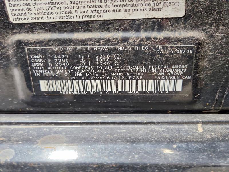 Aukcja sprzedaży 2010 Subaru Legacy, vin: 4S3BMAG61A1216738, numer aukcji: 68135226