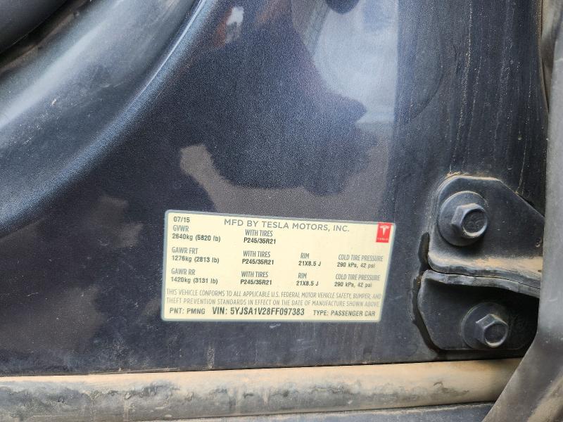 68809076 :رقم المزاد ، 5YJSA1V28FF097383 vin ، 2015 Tesla Model S مزاد بيع