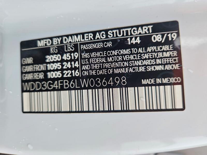 Aukcja sprzedaży 2020 Mercedes-benz A, vin: WDD3G4FB6LW036498, numer aukcji: 67088476
