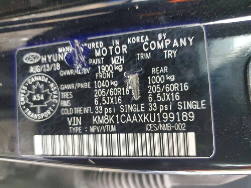 Продажа на аукционе авто 2019 Hyundai Kona, vin: KM8K1CAAXKU199189, номер лота: 67469956