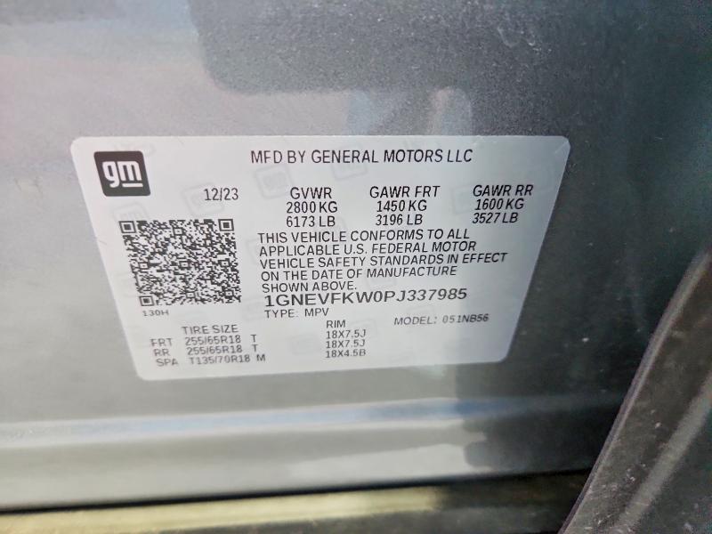 68177516 :رقم المزاد ، 1GNEVFKW0PJ337985 vin ، 2023 Chevrolet Traverse مزاد بيع