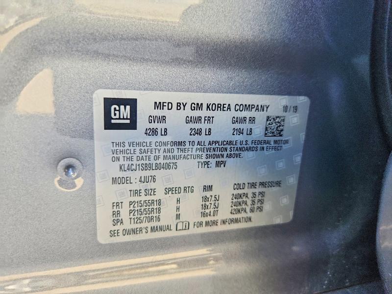 68201676 :رقم المزاد ، KL4CJ1SB9LB040675 vin ، 2020 Buick Encore مزاد بيع