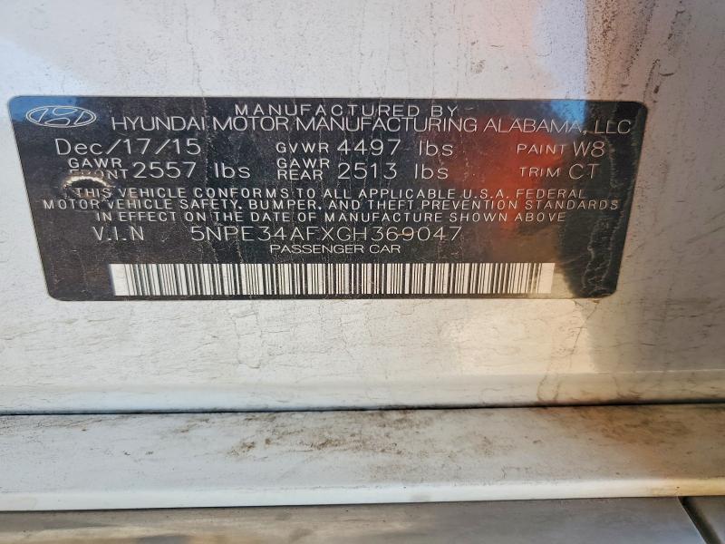 70350856 :رقم المزاد ، 5NPE34AFXGH369047 vin ، 2016 Hyundai Sonata مزاد بيع