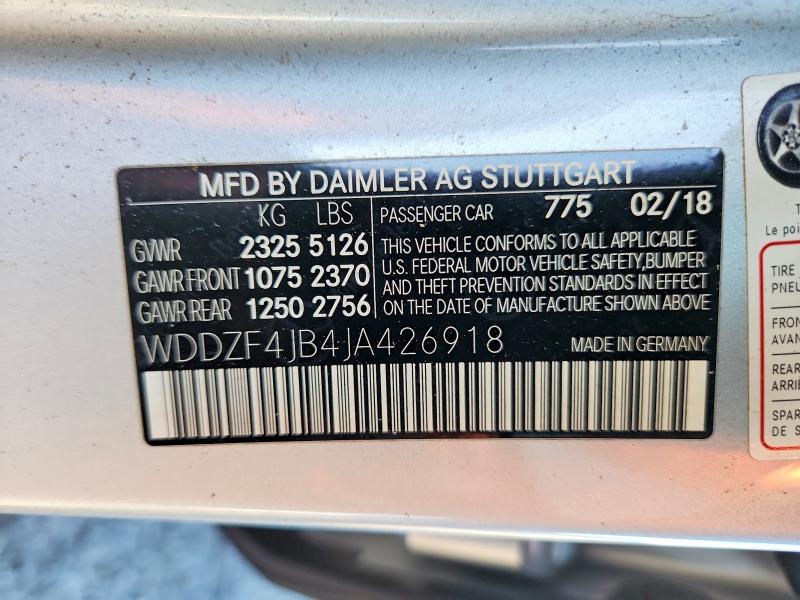 2018 Mercedes-benz E მანქანა იყიდება აუქციონზე, vin: WDDZF4JB4JA426918, აუქციონის ნომერი: 59556656